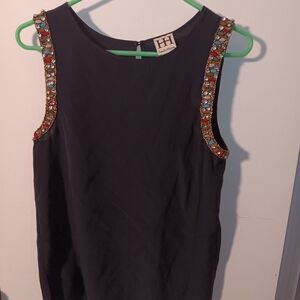 Haute Hippie Elegant Black Tank with Jewel Straps
